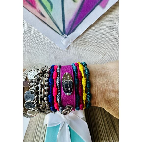 Return To Tiffany & Co Fuchsia Narrow Leather Bracelet, S/M, Silver - Picture 7 of 7